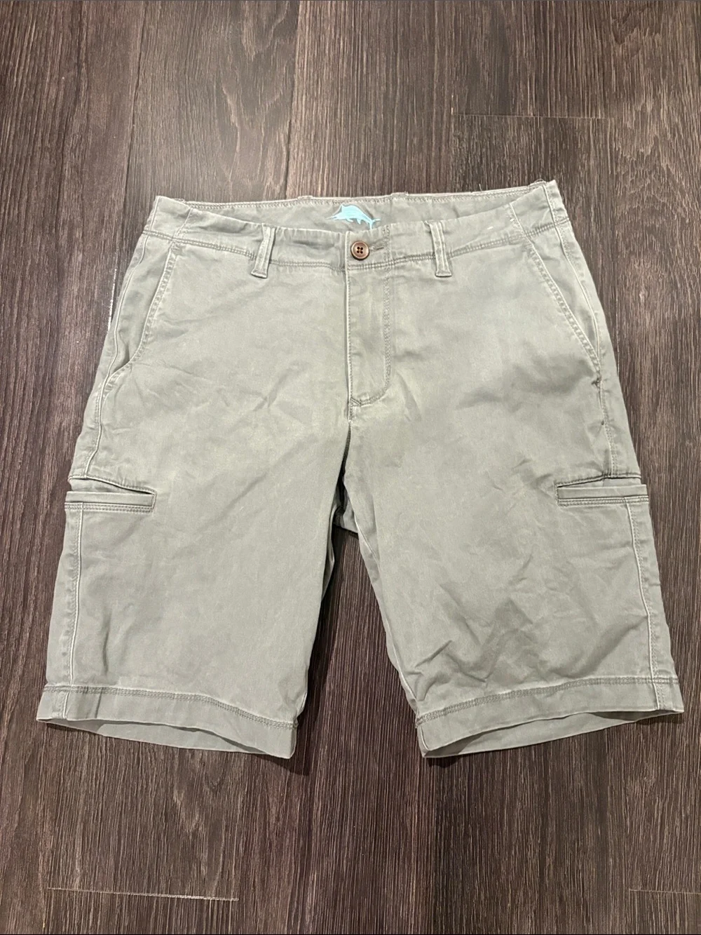 Tommy Bahama Boracay Cargo Shorts Flat Front Tencel Blend Sage Olive Grey
